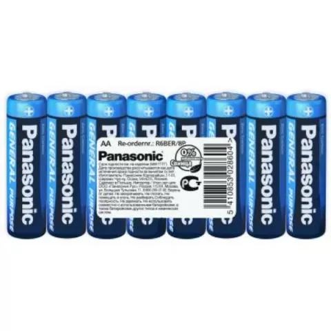 Panasonic Carbon Zinc AA R6BER/8P 1.5V 8pcs