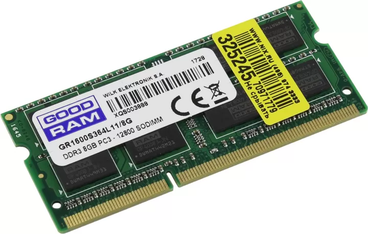 GOODRAM SODIMM DDR3 8GB 1600MHz GR1600S364L11/8G