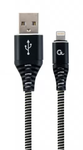 Cablexpert CC-USB2B-AMLM-1M-BW Lightning to USB 1m Black-White