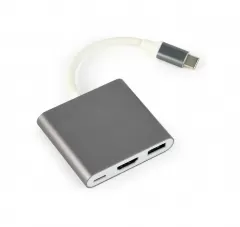 Gembird  A-CM-HDMIF-02-SG Type-C to 1 х USB3.0 + Type-C + HDMI Grey