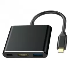 DONGLE BULK PACK Type-C to 1 х USB3.0 + Type-C + HDMI Black