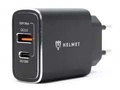 Helmet USB/Type-C PD QC3.0 18W with cable 3-in-1 Black