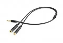 Gembird CCA-417M 3.5mm 4pin to stereo + microphone 2x3pin 0.2m Black