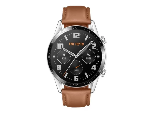 Huawei Watch GT 2 46mm Leather Strap Pebble Brown Silver