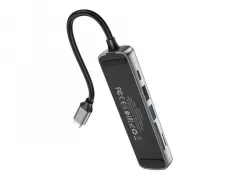 Hoco HB24 Easy display Type-C to HDMI+USB3.0+USB2.0+SD+TF+PD Metal Gray